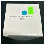 Frosted Straight Tumbler w Bamboo Lid BlueWhite