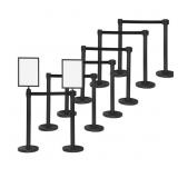 Bullro 12pk Black Retractable Stanchion Set
