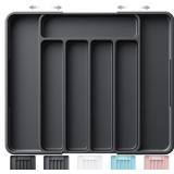 Kitsure Black Adjustable Cutlery Drawer Organizer