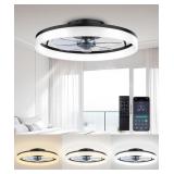 AQUBT 20in Low Profile LED Ceiling Fan Black