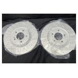 Silver Drilled Automotive Brake Rotors Pair