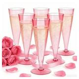 Lazyshine Pink Plastic Champagne Flutes 40pk 4.5oz