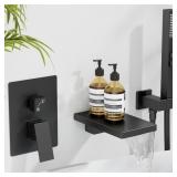 Hoimpro Wall Mount Bathtub Faucet Set Matte Black
