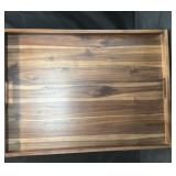 Wooden Serving Tray w Handles Brown
