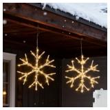 LITBLOOM Lighted Snowflake 14in 70L Bat Op Timer 2