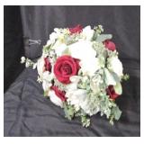 Red  White Artificial Rose Wedding Bouquet