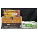 200 white plastic cutlery packets, 2-400 sq ft