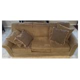 3 cushion sofa with accent pillows, 88' x 38' x