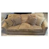 3 cushion sofa with accent pillows, 88' x 38' x
