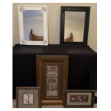 3 framed prints and 2 wall mirrors, 11'-30' high