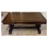 Wooden desk with metal decoration