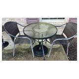 4-piece bistro table and chairs & umbrella holder