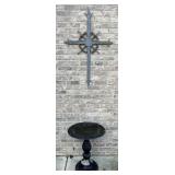 Cast metal bird bath & wall decor