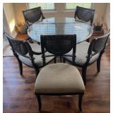 Glass top dining table with set of 5 chairs