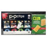 30-.8oz Popchips snack packs & 50oz Club crackers