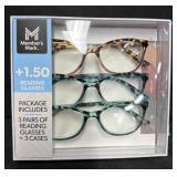 3pk. +1.50 Reading Glasses w/ Cases