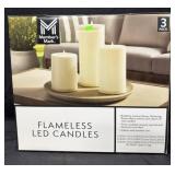 3pk. Large Faux Flameless LED Candles