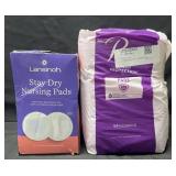 100 Lansinoh stay dry nursing pads & 54 Poise