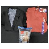 Men's size 2XL blazer, Hurley hoodie anf briefs.