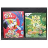 Cereal: Froot Loops 43oz. Lucky Charms 46oz