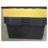 27 Gallon totes w/ yellow lids. 4 pack. Some may