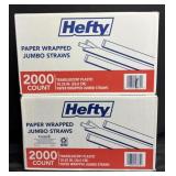 2- 2000ct. Boxes of Hefty Paper Wrapped Jumbo