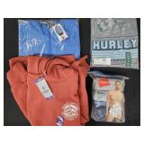 Men's size 2XL Hurley hoodie, rain jacket, briefs
