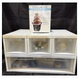 White Plastic Storage Unit w/ 4 Drawers Filled