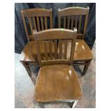3- Brown Wooden Dining Chairs