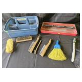 Hand brushes, plastic carry container and plastic