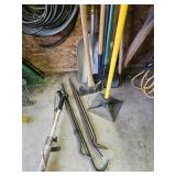 Long handled scrapers, axe, lopper, pry bars,