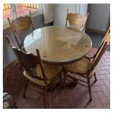 Oak dining table and set of 4 chairs, protective