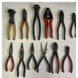 Group of pliers, snips and more