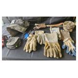 Tool belts, small bags and work gloves