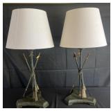 Pair of arrow table lamps, 31ï¿½ high