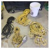 2 extension cords, treble light, workshop string
