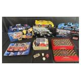 3 die-cast cars in original boxes, games, matches