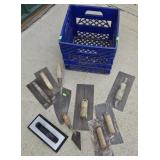 Crate of drywall tools.