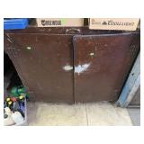 Metal shop cabinet with 11 interior containers,