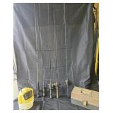 Fishing rods, 3 with reels, empty tackle box and