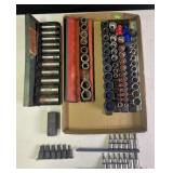 Group of impact sockets, deep sockets, star bits