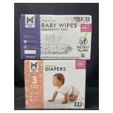222 premium size 3 diapers & 1,152 premium baby