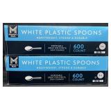 1,200 white plastic spoons
