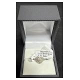 Heart-Shaped 925 Sterling Silver Diamond Ring