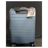 Hard side carry-on luggage, blue