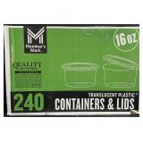 240-16oz translucent plastic containers & lifs