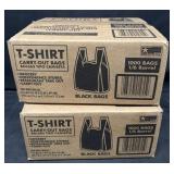 2- 1000ct. Boxes of 1/6 Barrel Black T-Shirt Bags