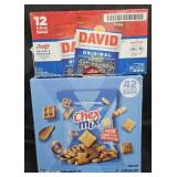 David sunflower seeds 12 bags 5.25oz each. Chex