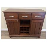 Wooden bar with 3 drawers, 2 cabinet doors and