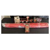 Group of Coca-Cola collectibles: patio umbrella,